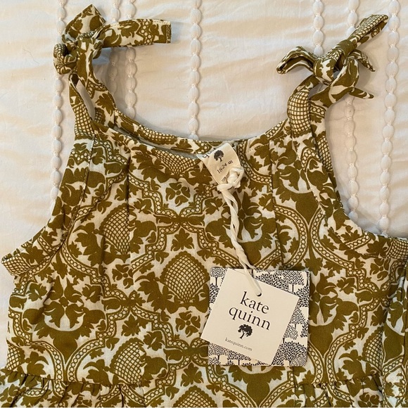NWT Kate Quinn fennel folk floral spaghetti tie tank and bottom set - Picture 2 of 2